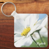 Wensen met witte madeliefjes gepersonaliseerd sleutelhanger (Voorkant)