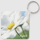 Wensen met witte madeliefjes gepersonaliseerd sleutelhanger (Achterkant)