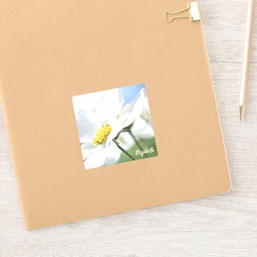 Wensen met witte madeliefjes gepersonaliseerd sticker (Notitieboek)
