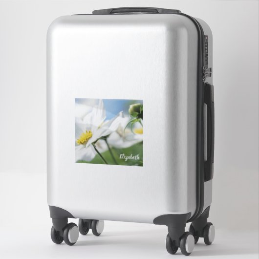 Wensen met witte madeliefjes gepersonaliseerd sticker (Koffer)