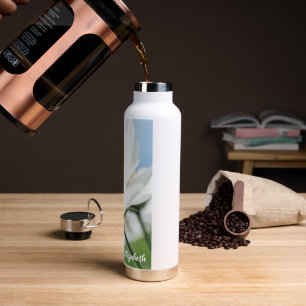 Wensen met witte madeliefjes gepersonaliseerd waterfles