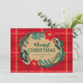 Wensen op een houten schijf feestdagenkaart (Staand voorkant)