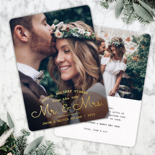 Wensen van de nieuwe heer en mevrouw - Twee trouwf Folie Feestdagenkaart