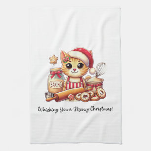 Wensen van een poezele Kerstmis Theedoek