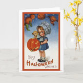 Wensen van Halloween van de vintage Kaart de (Gele Bloem)
