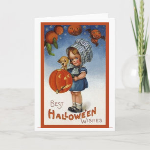 Wensen van Halloween van de vintage Kaart de