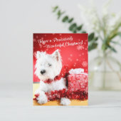 Wensen van Kerstmis van Terrier van het Hoogland Feestdagenkaart (Staand voorkant)