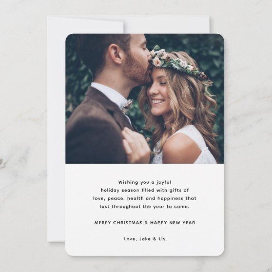 Wensen van nieuwe meneer en mevrouw - twee trouwfo feestdagenkaart (Achterkant)