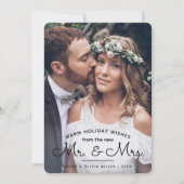 Wensen van nieuwe meneer en mevrouw - twee trouwfo feestdagenkaart (Voorkant)