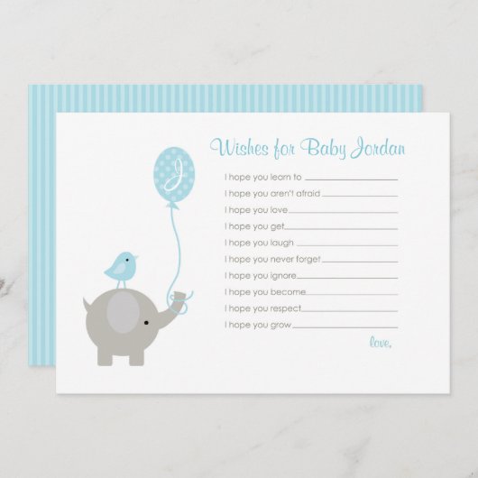Wensen voor Baby Advies Kaarten (Elephant Boys) (Voorkant / Achterkant)