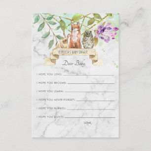 Wensen voor Baby Advieskaart Elegante Woodland Informatiekaartje
