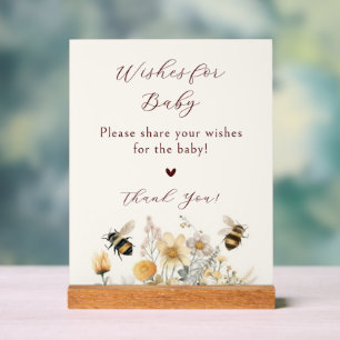 Wensen voor Baby Baby shower Bee Wildflower Floral Acryl Bord