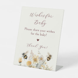 Wensen voor Baby Baby shower Bee Wildflower Floral Reclamebord Met Voetstuk