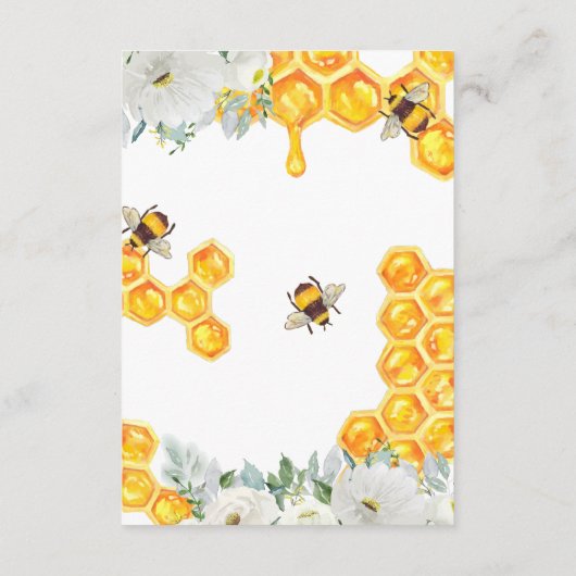 Wensen voor Baby | Bloemen honingraat hommel Informatiekaartje (Achterkant)