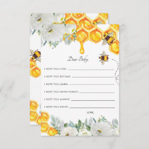 Wensen voor Baby Bloemen honingraat hommel Informatiekaartje