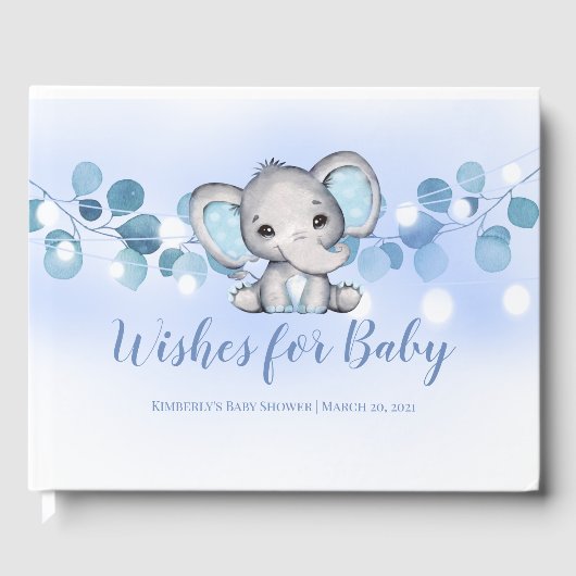 Wensen voor baby boek Blauwe jongen olifant (Voorkant)