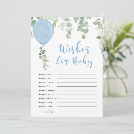 Wensen voor Baby boy blauwe ballonnen Kaart (Staand voorkant)