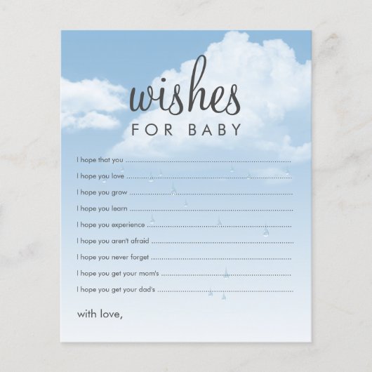 Wensen voor Baby Clouds Baby Shower Advieskaarten (Voorkant)