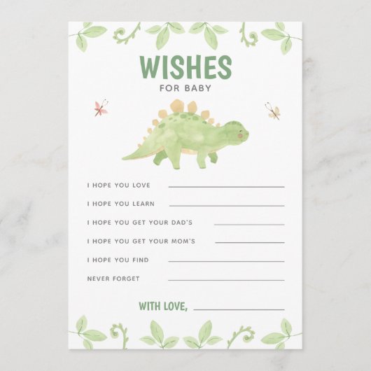 Wensen voor Baby Dinosaur Gender Neutral Shower Advieskaart (Voorkant)