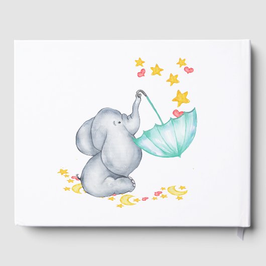 Wensen voor Baby Elephant Moon & Stars Baby shower Gastenboek (Achterkant)