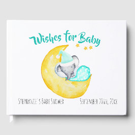 Wensen voor Baby Elephant Moon & Stars Baby shower Gastenboek