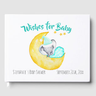 Wensen voor Baby Elephant Moon & Stars Baby shower Gastenboek