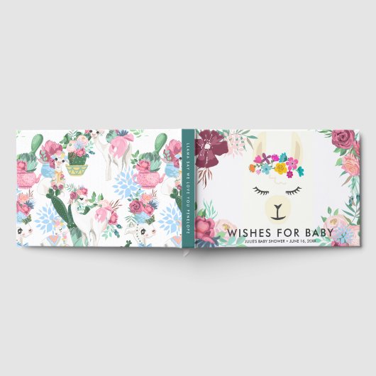 Wensen voor Baby | Floral Llama Baby shower Gastenboek (Volledig)