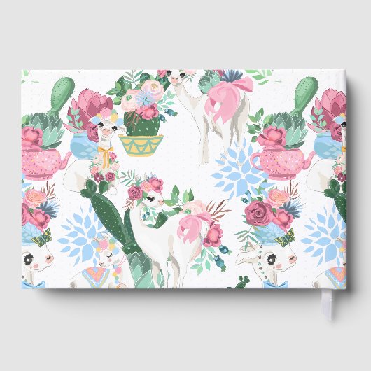 Wensen voor Baby | Floral Llama Baby shower Gastenboek (Achterkant)