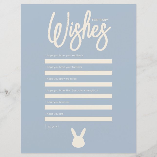 Wensen voor Baby Game bunny baby shower (Voorkant)