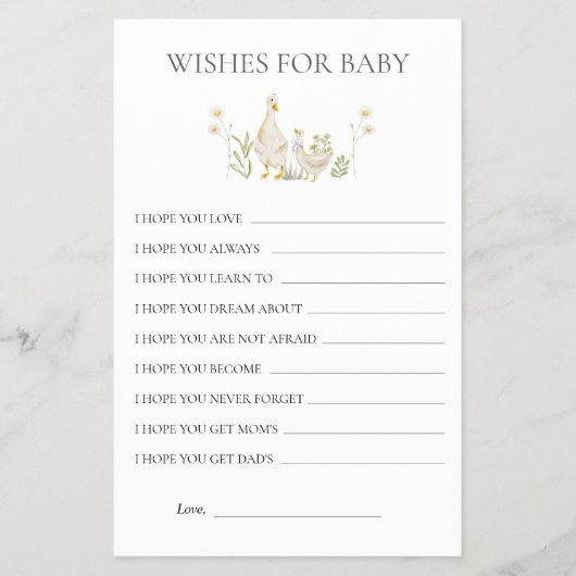 Wensen voor Baby Gekke Goose Baby shower Game Flyer (Voorkant)