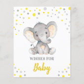 Wensen voor Baby Gele Grijze Stip Olifant Shower (Achterkant)