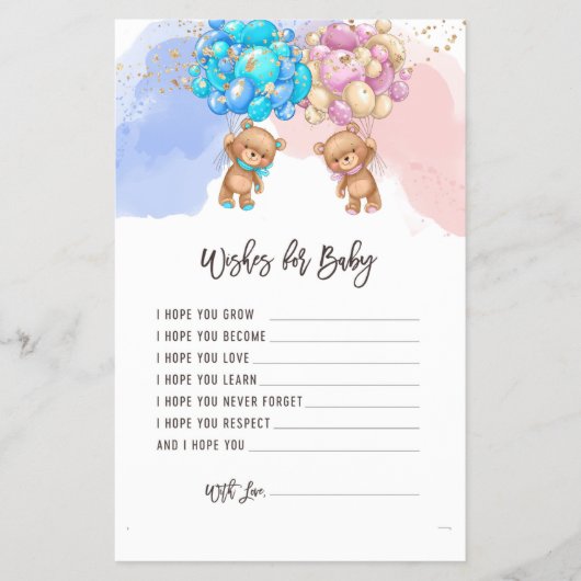 Wensen voor baby geslacht onthulling spel flyer (Voorkant)