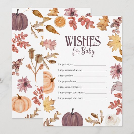Wensen voor Baby, Herfst Baby Wensen Kaart (Voorkant / Achterkant)