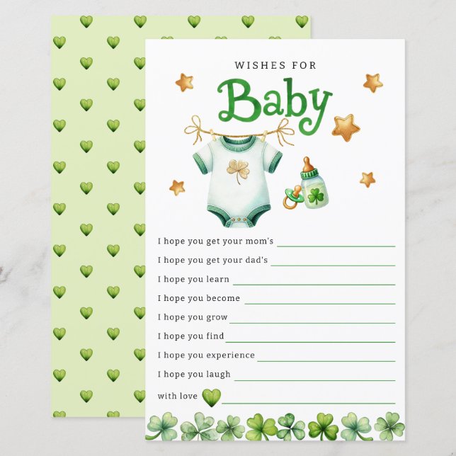 Wensen voor Baby Irish Baby shower Game Kaart (Voorkant / Achterkant)