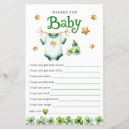 Wensen voor Baby Irish Baby shower Game Kaart