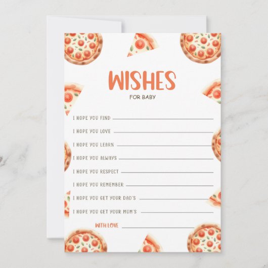 Wensen voor Baby Kaart, Pizza Baby shower Kaart (Voorkant)