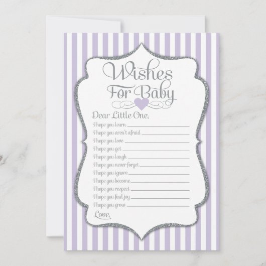 Wensen voor baby lavendel lila baby shower spel kaart (Voorkant)
