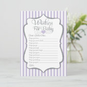 Wensen voor baby lavendel lila baby shower spel kaart (Staand voorkant)