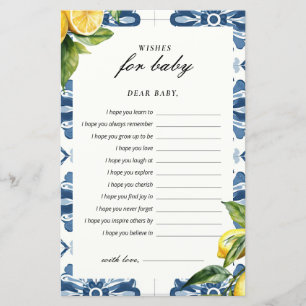 Wensen voor Baby Lemon Positano Baby shower Game