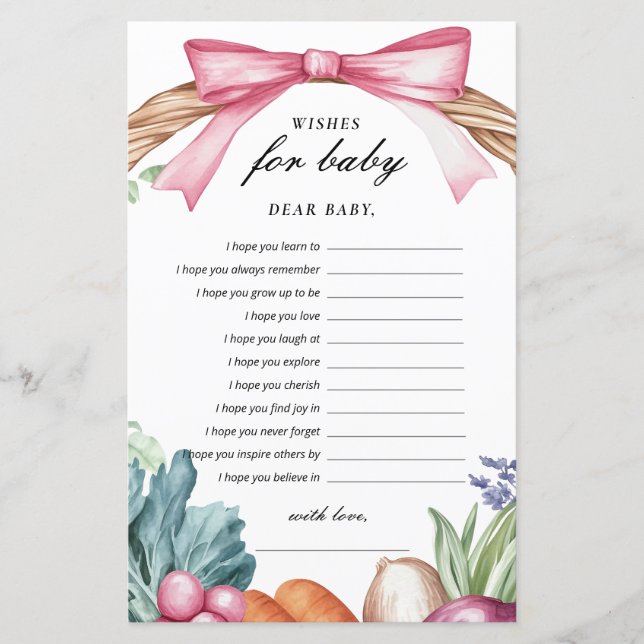 Wensen voor Baby Lokaal geteeld Baby shower Game (Voorkant)