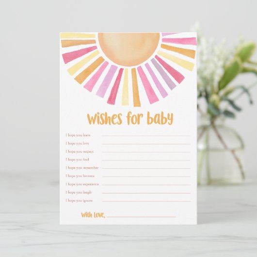 Wensen voor Baby Meisje Sunshine boho baby shower Kaart (Staand voorkant)