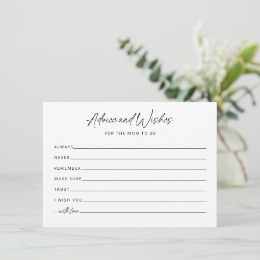 Wensen voor Baby minimalistisch Baby shower advies Informatiekaartje (Staand voorkant)