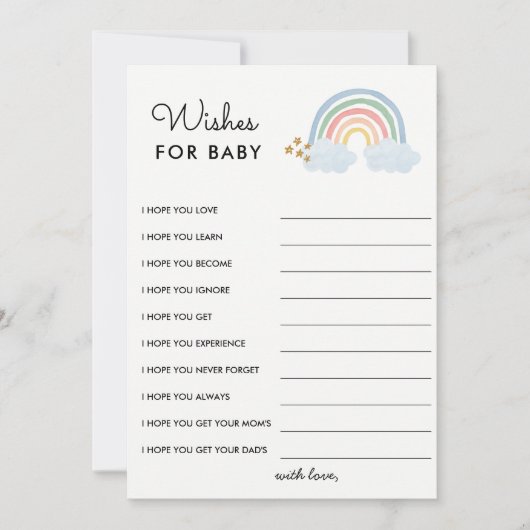 Wensen voor Baby Pastel Regenboog Baby Shower Kaart (Voorkant)