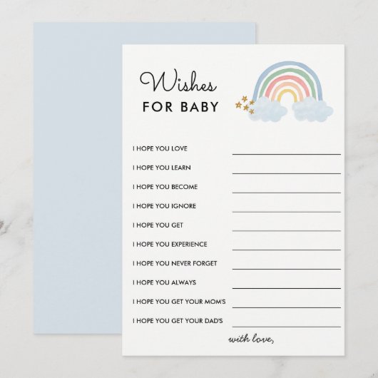 Wensen voor Baby Pastel Regenboog Baby Shower Kaart (Voorkant / Achterkant)
