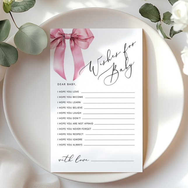 Wensen voor baby Pink Bow Baby shower kaart (Creator heeft geüpload)
