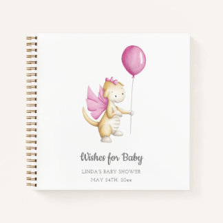 Wensen voor Baby Pink Dragon Baby shower Guest Boo Notitieboek