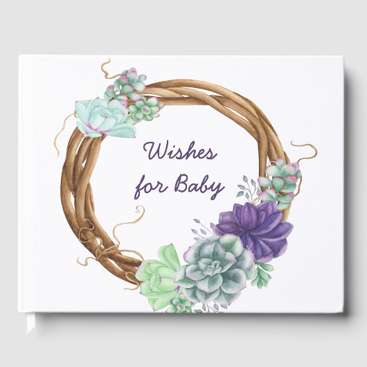 Wensen voor Baby - Rustic Succulents Baby shower Gastenboek (Voorkant)