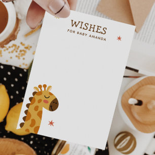 Wensen voor baby. Schattige giraf dierensafari adv Informatiekaartje