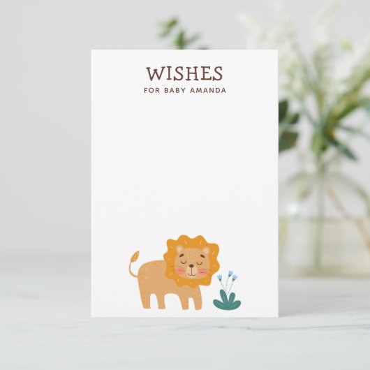 Wensen voor baby. Schattige leeuwendier safari adv Informatiekaartje (Staand voorkant)