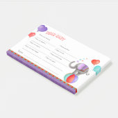 Wensen voor baby shower circus post it notes (Schuin)
